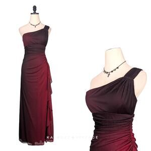 Vintage Nites Prom Dress Maxi Gown 6P Red Fairy Y2K Goth 90s Ombre Ruffle Glam